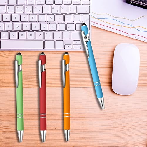 Miniatura 6 de 12 bolígrafos de tinta azul con punta de lápiz capacitivo, bolígrafo de metal de 0.039 pulgadas para pantallas táctiles, 2 en 1, regalo para