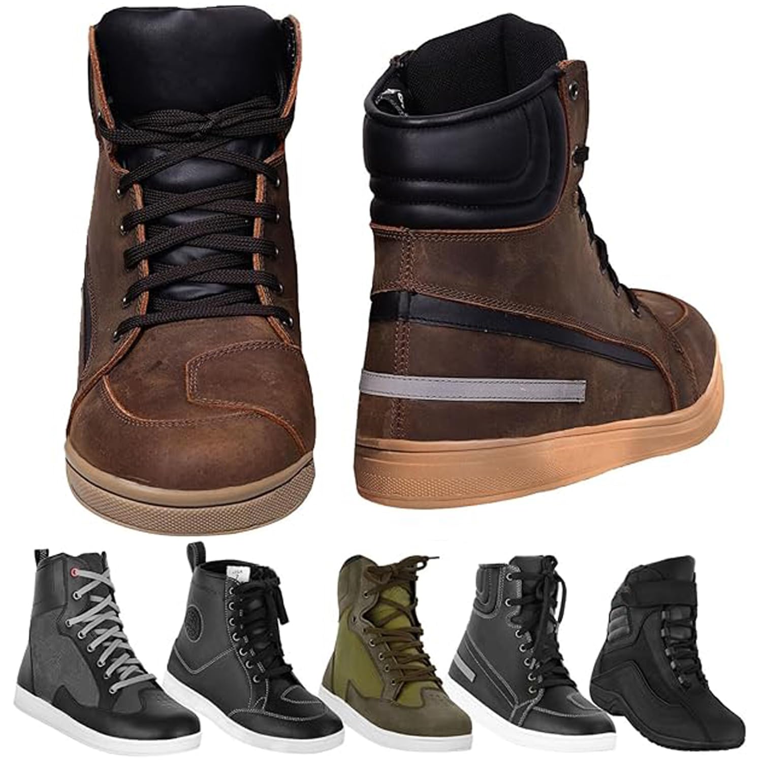 Scarpe da moto da uomo, scarpe da moto, stivali in pelle, suola in gomma, stivali da moto in pelle, omologate CE EN 13634:2017