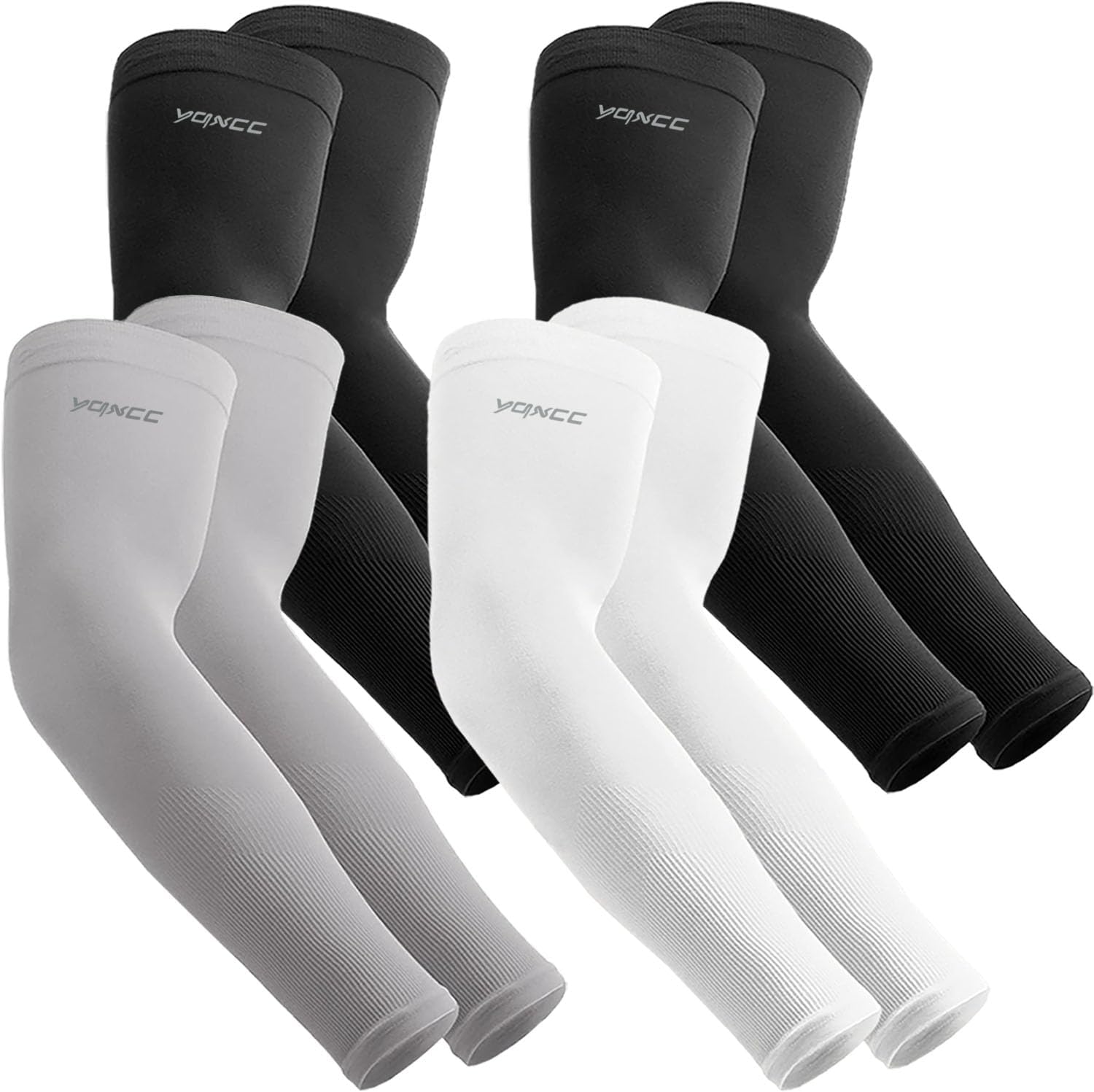 YQXCC 4 Pairs Arm Sleeves for Men Women | UPF 50 Cooling UV Sun Protection | Sports Compression Sleeves