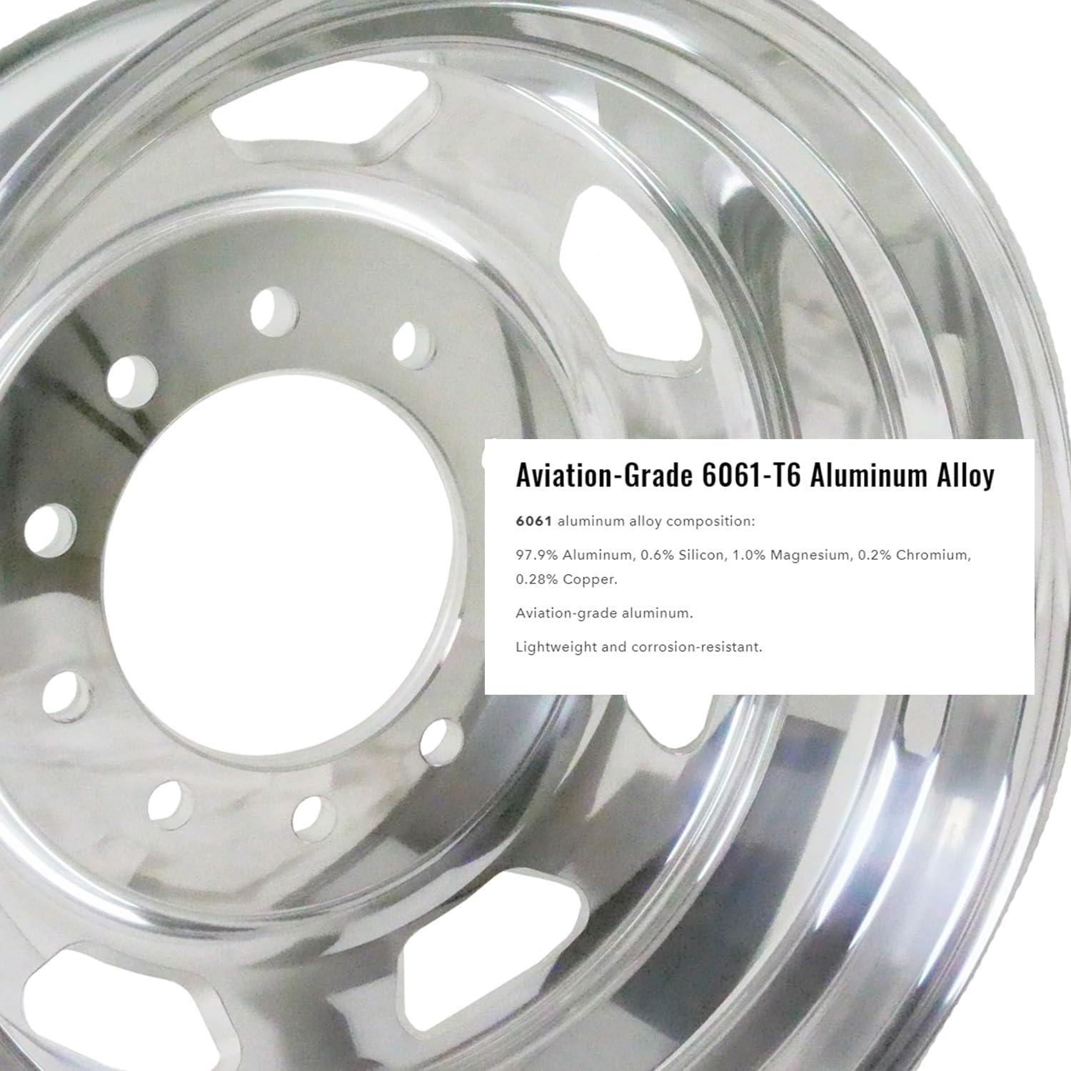 Aluminum Truck Wheel 24.5" x 8.25" Stylized Truck Wheels 1 PC