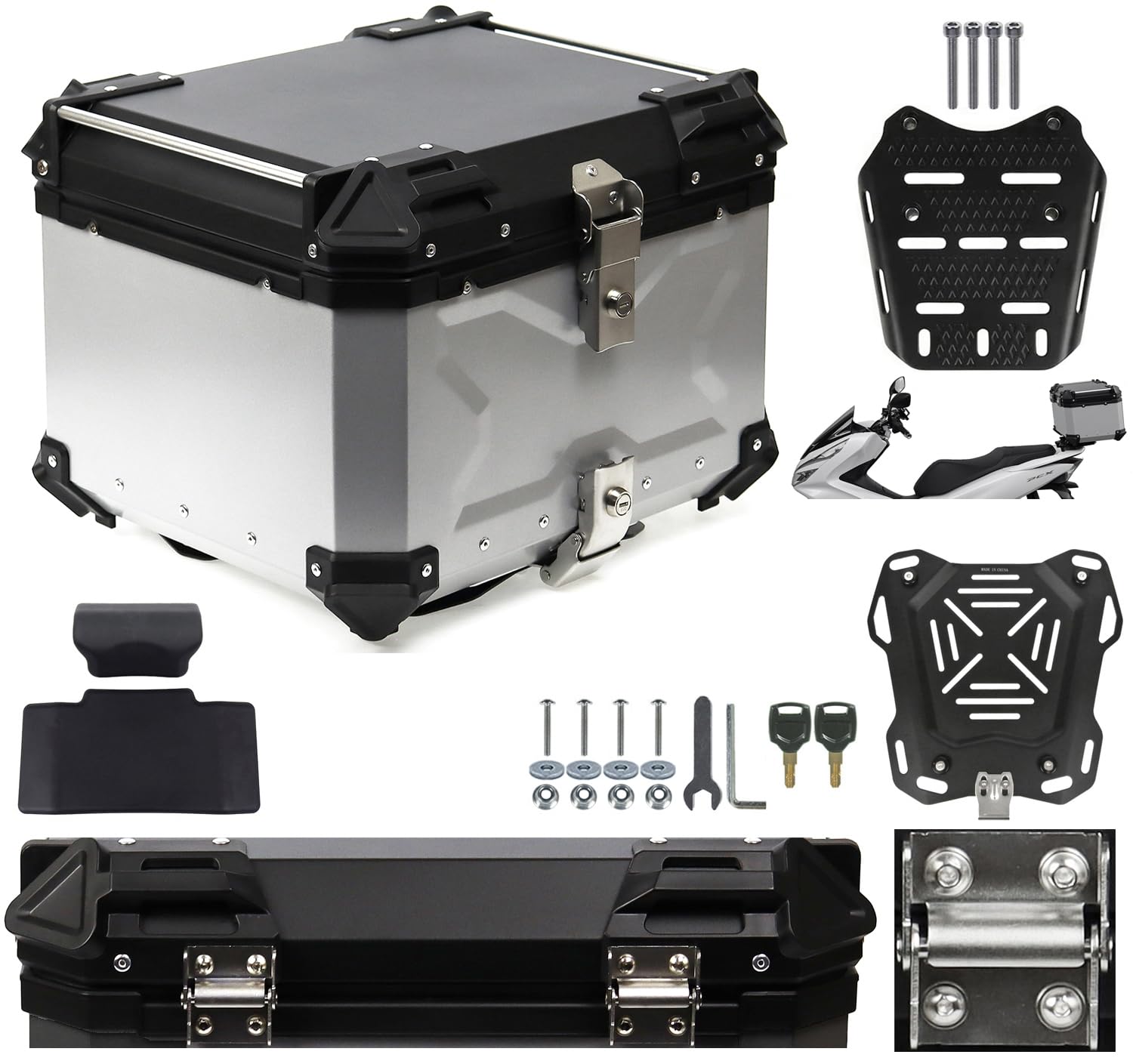 Amazon | ANE 容量55L PCX専用 ボックス&キャリア セット シルバー New 