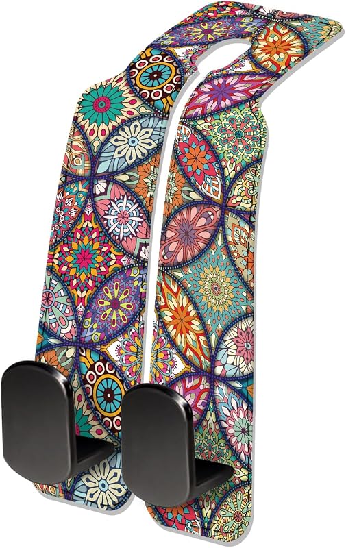Gancho para Encosto de Banco Automotivo NUGGHU em Couro com Padrão Luxury Mandala para Bolsas e Sacolas