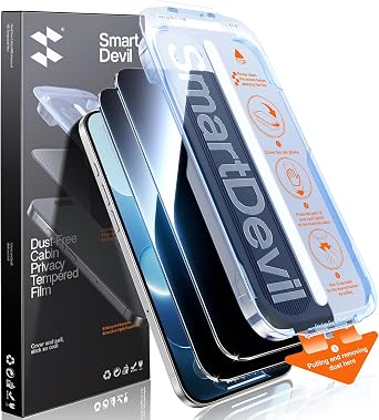SMARTDEVIL 2 Pack Privacy Screen Protector for iPhone Air, 28 Anti-Spy 9H Tempered Glass, Impact & Scratch Resistant, Auto Dust & Bubble-Free Install Frame, Easy to Install, Case-Friendly