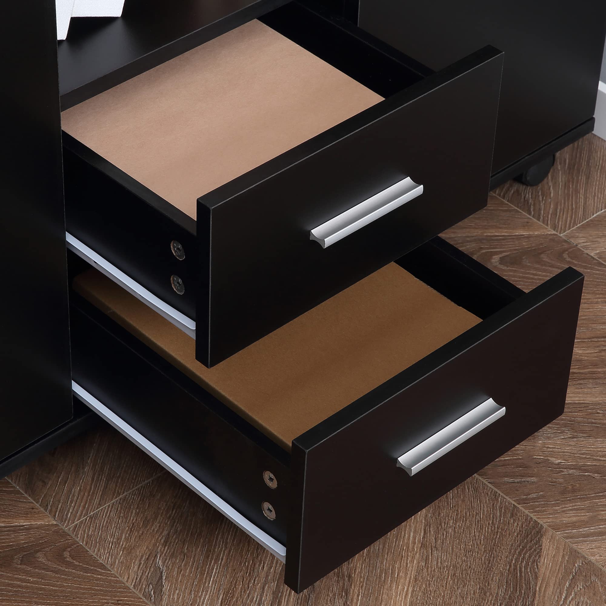 Vinsetto Armadietto Multifunzionale per l'Ufficio con Ruote a 360°, per Stampanti e Fascicoli, in Legno Nero 100x40x71cm