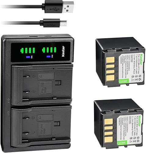 Kastar 2-Pack Battery + LTD2 USB Charger Replacement for JVC BN-VF707 BN-VF707U BN-VF707UE BN-VF707US JVC BN-VF714 BN-VF714U BN-VF714UE BN-VF714US