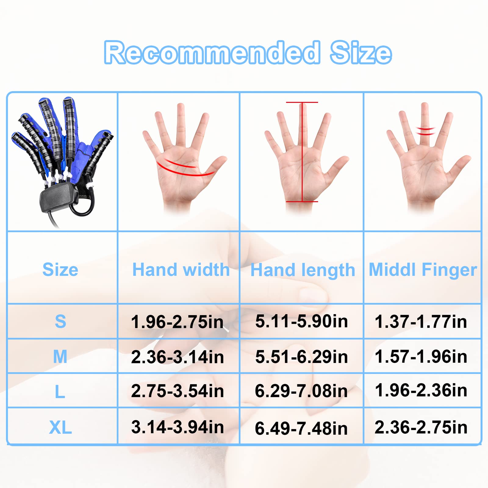 Guantes de Rehabilitación Robótica para la Hemiplejia Equipo de Rehabilitación de la Mano, Productos para Pacientes con Apoplejía para las Manos, Equipo de Recuperación de Apoplejía.