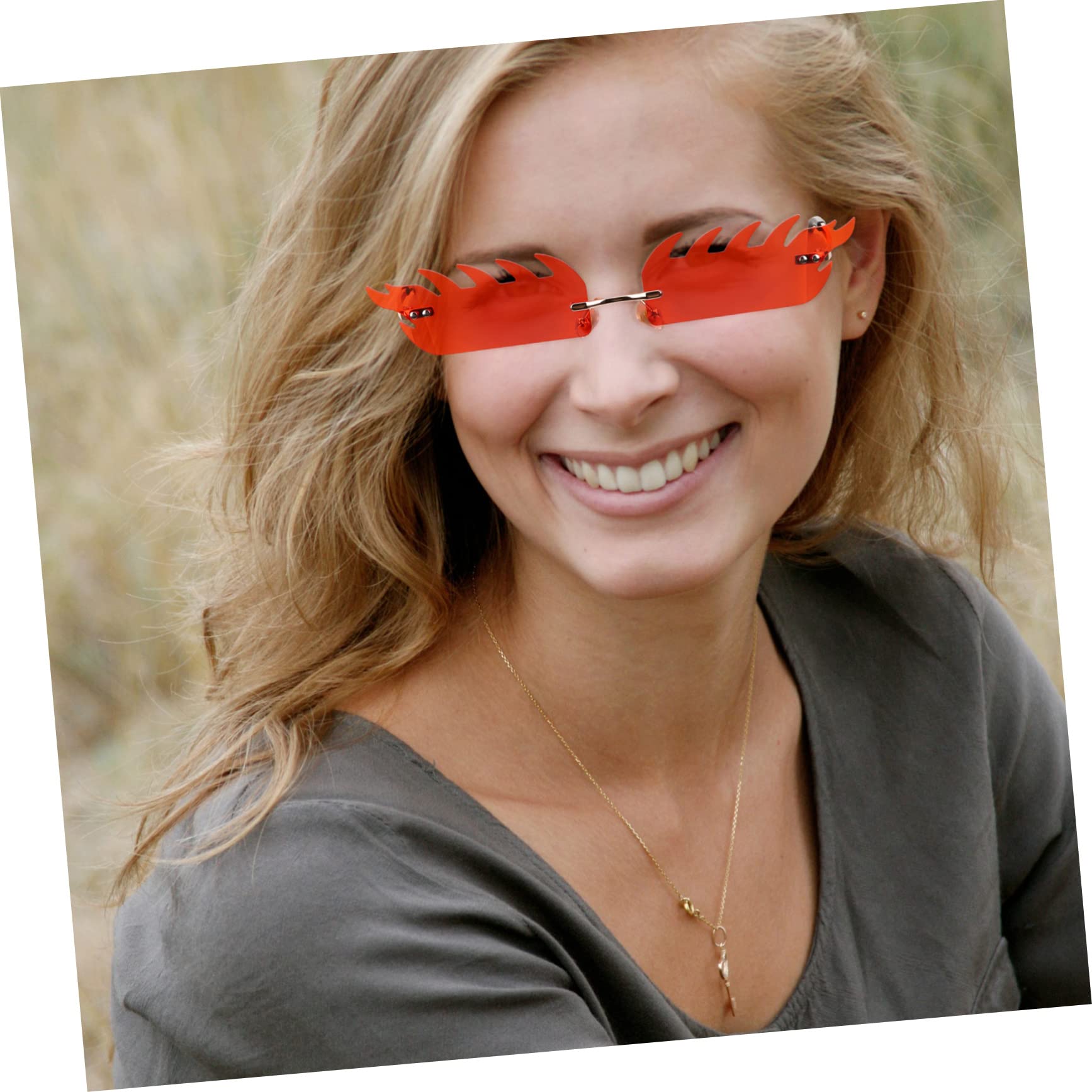 GALPADA 5paare Flammenförmige Randlose Sonnenbrille Für Damen Und Herren Kreative Sonnenbrille Für Partys Festivals Und Outdoor-aktivitäten Lustige Und Einzigartige Design