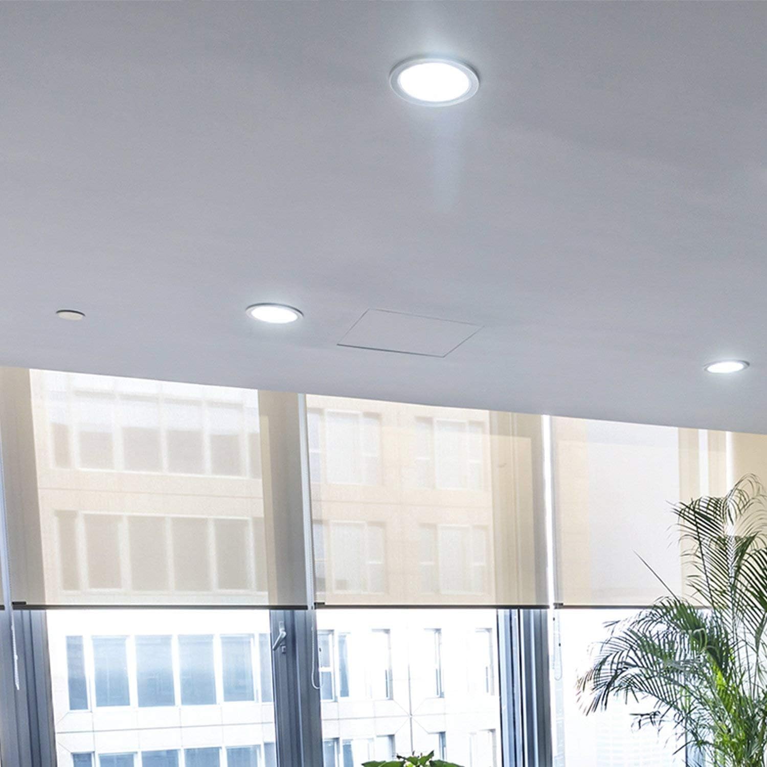 ONSSI Placa LED de Techo 12W 1200lm,(Pack 5) Circular Ø168mm Panel Led Super Slim Empotrado Downlight LED (Blanco Frío,6000k)