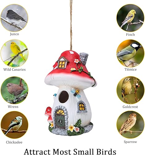 Miniatura 72 de Yinns Casas para pájaros, Casa de pájaros de resina para exteriores, Casas decorativas para pájaros, Regadera colgante Casas de pájaros