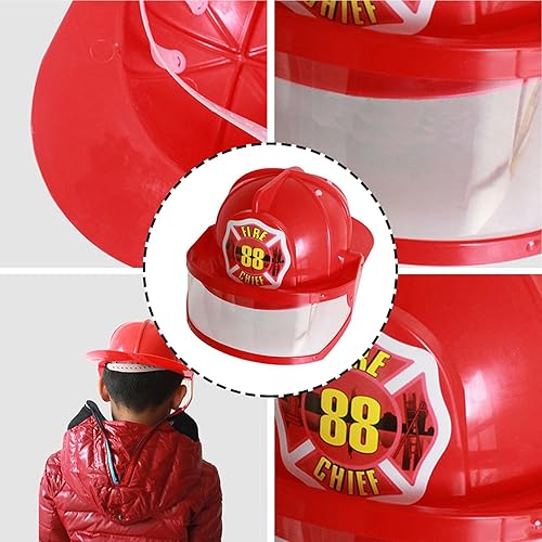 Miniatura 7 de Sombrero de bombero para niños, casco de disfraz de jefe de bomberos para niños, accesorio de cosplay para juegos de rol para niños