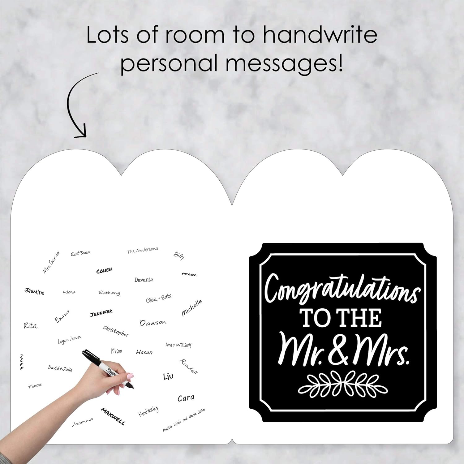 Big Dot of Happiness Mr. and Mrs. - Black and White Wedding Congratulations Giant Greeting Card - Big Shaped Jumborific Card - 16.5 x 22 inches