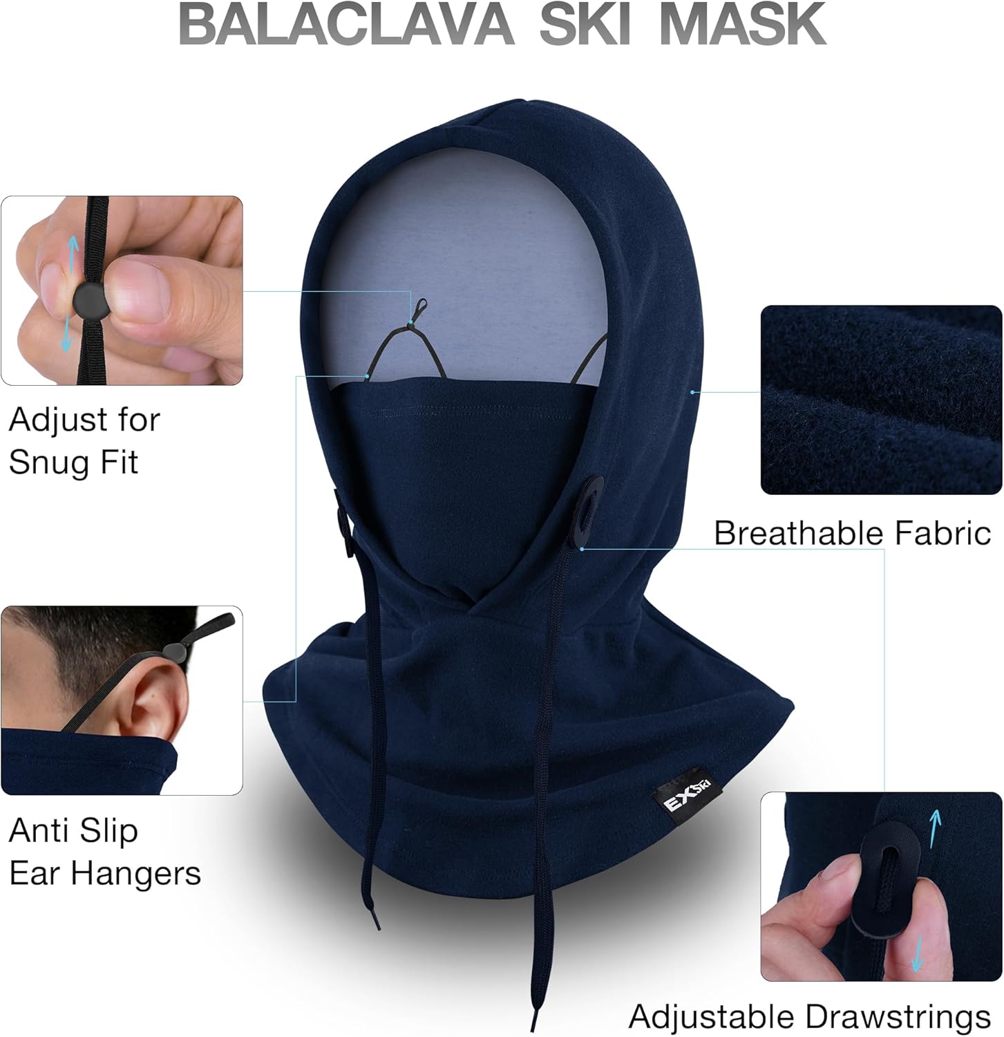 Balaclava Face Mask, 4-in-1 Warm Winter Ski Mask for Men Women Neck Warmer for Skiing Cycling - Image 5