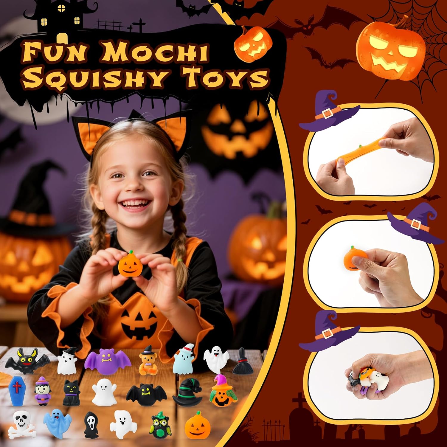 Halloween Advent Calendar 2026 with Mochi Squishy Toys 24 Days, Mini Squishy Advent Calendar for Kids, Boys, Girls, Teen (Halloween)