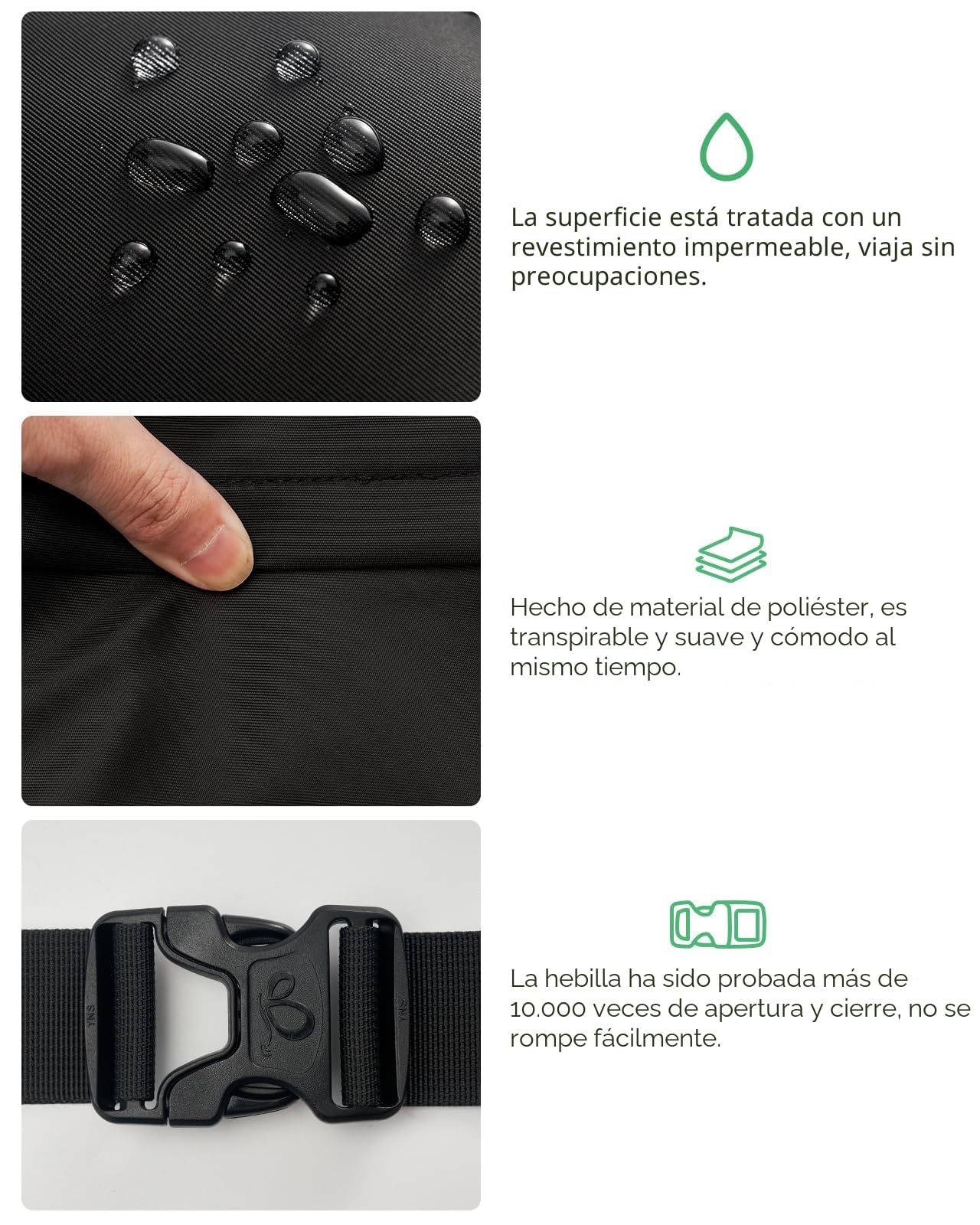 Waterfly Riñonera Grande para Hombre y Mujer, Bolsa de Cinturón con 4 Bolsillos con Cremallera y Cinturón Ajustable para Actividades al Aire Libre, Viajes, Uso Casual y Senderismo