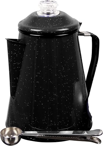 Miniatura 8 de Caldera de camping con revestimiento de esmalte y tapa de vidrio para mochileros, camping, cocina, sobre estufa y olla hace que 12 tazas vienen con