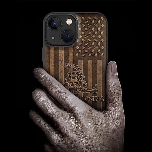 Miniatura 2 de Carveit Funda magnética de madera para iPhone 13 Mini madera natural y TPU suave Funda protectora de madera única a prueba de golpes compatible con