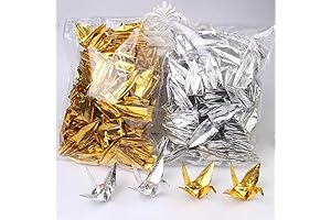 100pcs Gold Premade Iridescent Origami Paper Cranes Garland