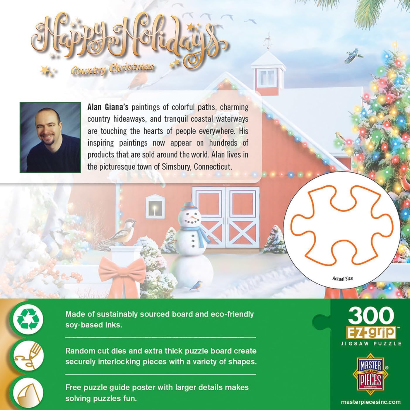 MasterPieces 300 Piece EZ Grip Jigsaw Puzzle - Country Christmas - 18"x24"