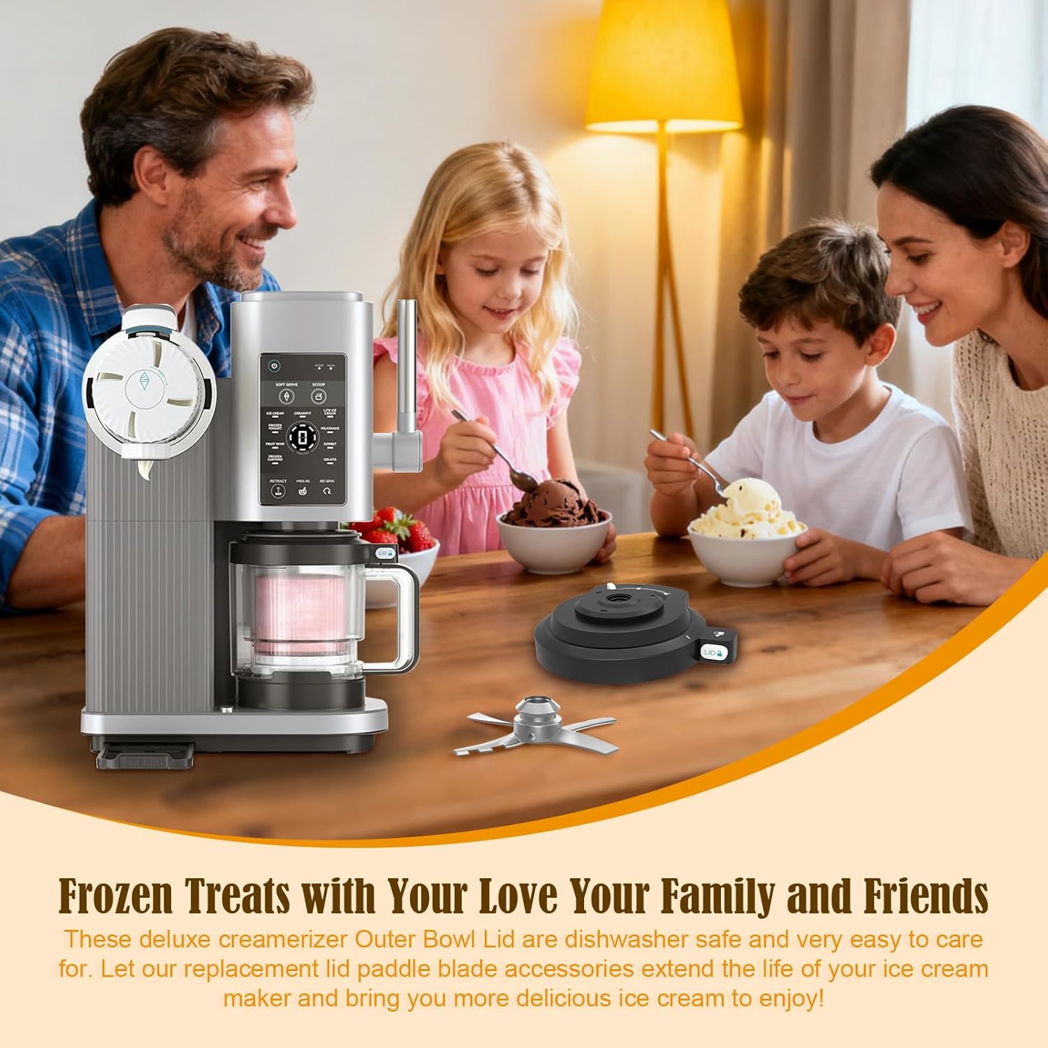 nc701 outer bowl lid with paddle for ninja swirl by creami ice cream makers, reusable creami lid replacement with blade, creami replacement parts compatible with nc700 nc701 nc701c series nc700/nc701/nc701c series lid with paddle