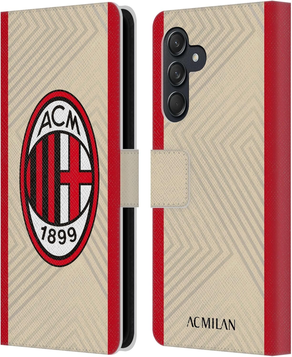 Head Case Designs Officially Licensed AC Milan Away 2021/22 Crest Kit Leather Wallet Case Compatible with Samsung Galaxy M55 5G