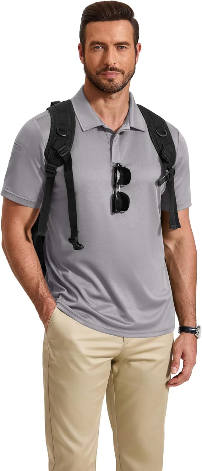 COOFANDY Mens Polo Shirt Short Sleeve Quick Dry Tactical Shirts Golf Polos Collared Work Shirts for Men with Pocket - Image 2