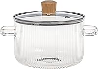 Vista 7 de Le'raze Olla de cocina de vidrio con tapa, 1.6 L (54 onzas), resistente al calor, juego de ollas de cocina de vidrio de borosilicato, olla a fuego
