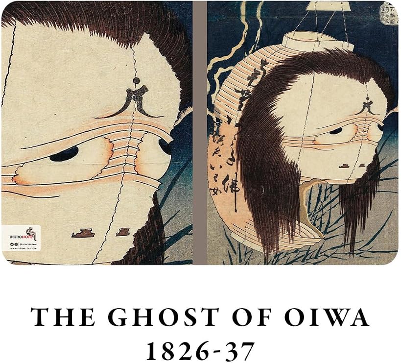 Retronote Ghosts Series I - A6, Hokusai 4'lü Defter Seti V, Çizgisiz, Toplam 192 Sayfa, Her biri 48 Sayfa, Tel Dikiş, Esnek Kapak, Oval Kenar, Tuval Doku, 60 gram, Sarı Krem Renk
