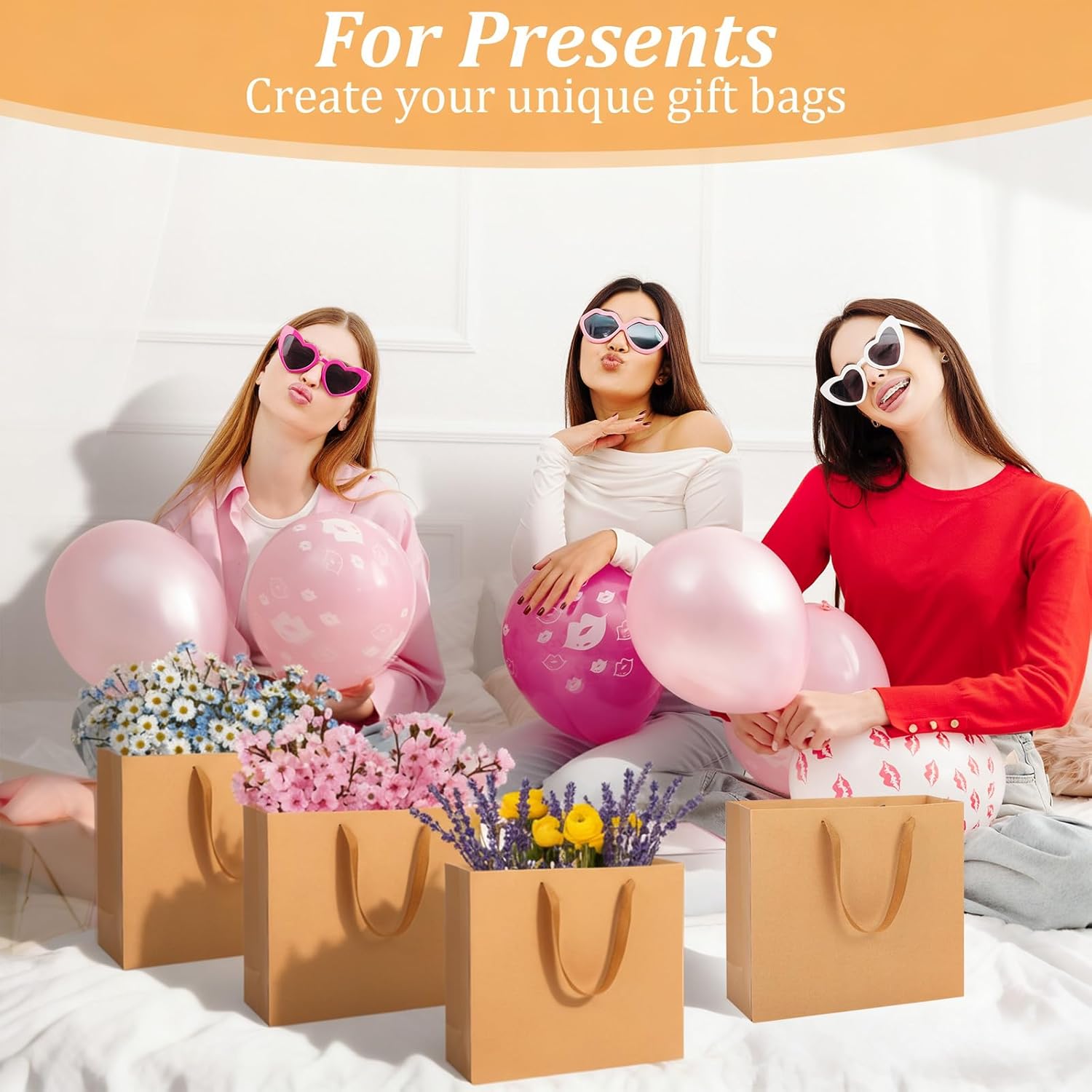 Meyeyaia 40 Pack Brown Paper Gift Bags with Handles Bulk Valentines Day Gift Bags 4 Sizes Goodie Wrap Dessert Shopping Bag for Shopping, Retail, Merchandise, Wedding