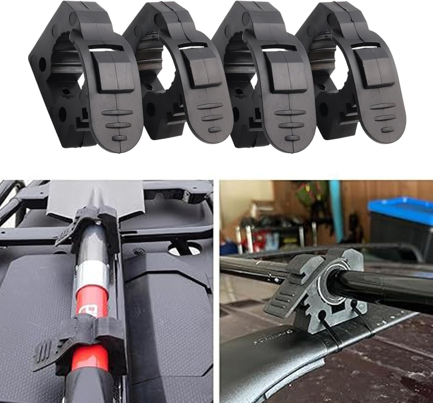 Shovel Holder, Quick Release Clamp 4Pcs Non-slip Rubber Clamp for 1.18-1.57in Diameter Tools Universal Strong Load TUV ATV Van Trucks Quick Grip Clamps for Shovel Axe