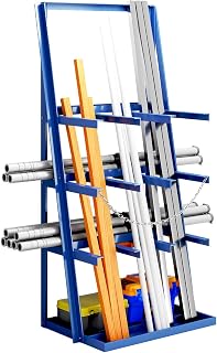 Vertical Bar Rack, Lumber and Metal Garage Organizer, 3000 Lbs Capacity | Industrial Steel Bays Long Parts Organizer Shelf With Chain Support For Organizing Lumber, Pipes, Long Materials In Garages