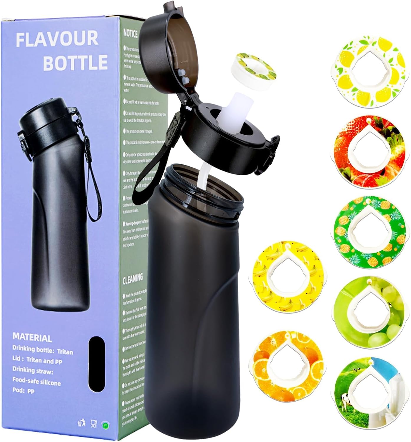 ZEBWAY Fruit Fragrance Flavor Bottle with 1 Pack Flavour Pods, 650ML