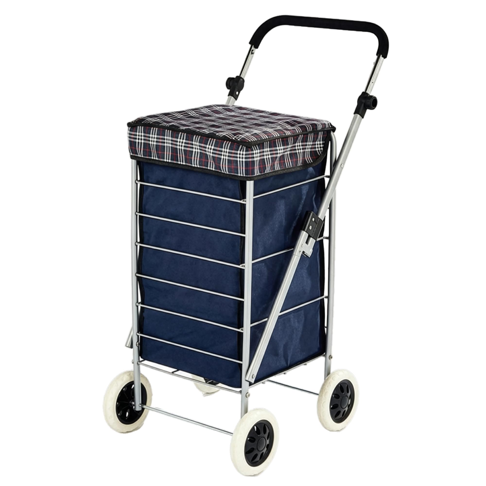 60L 4 Wheel Shopping Trolley with Lightweight Steel Frame