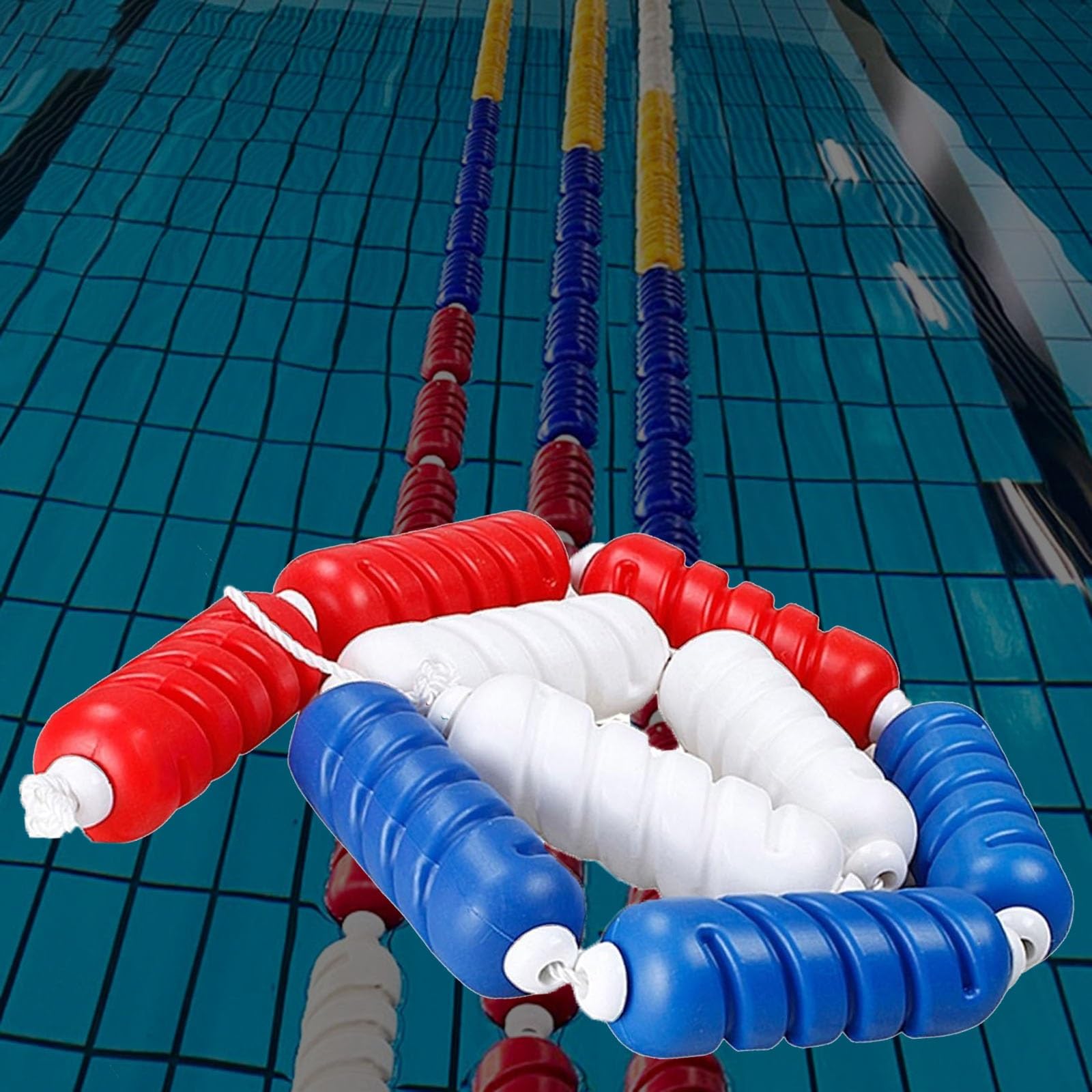 Corde Piscine sécurité Flotteurs De Sécurité De Piscine Réglables, Couloir De Sécurité avec Corde De Séparation avec Accessoires, Kit De Ligne De Flotteur Natation(L 17m)