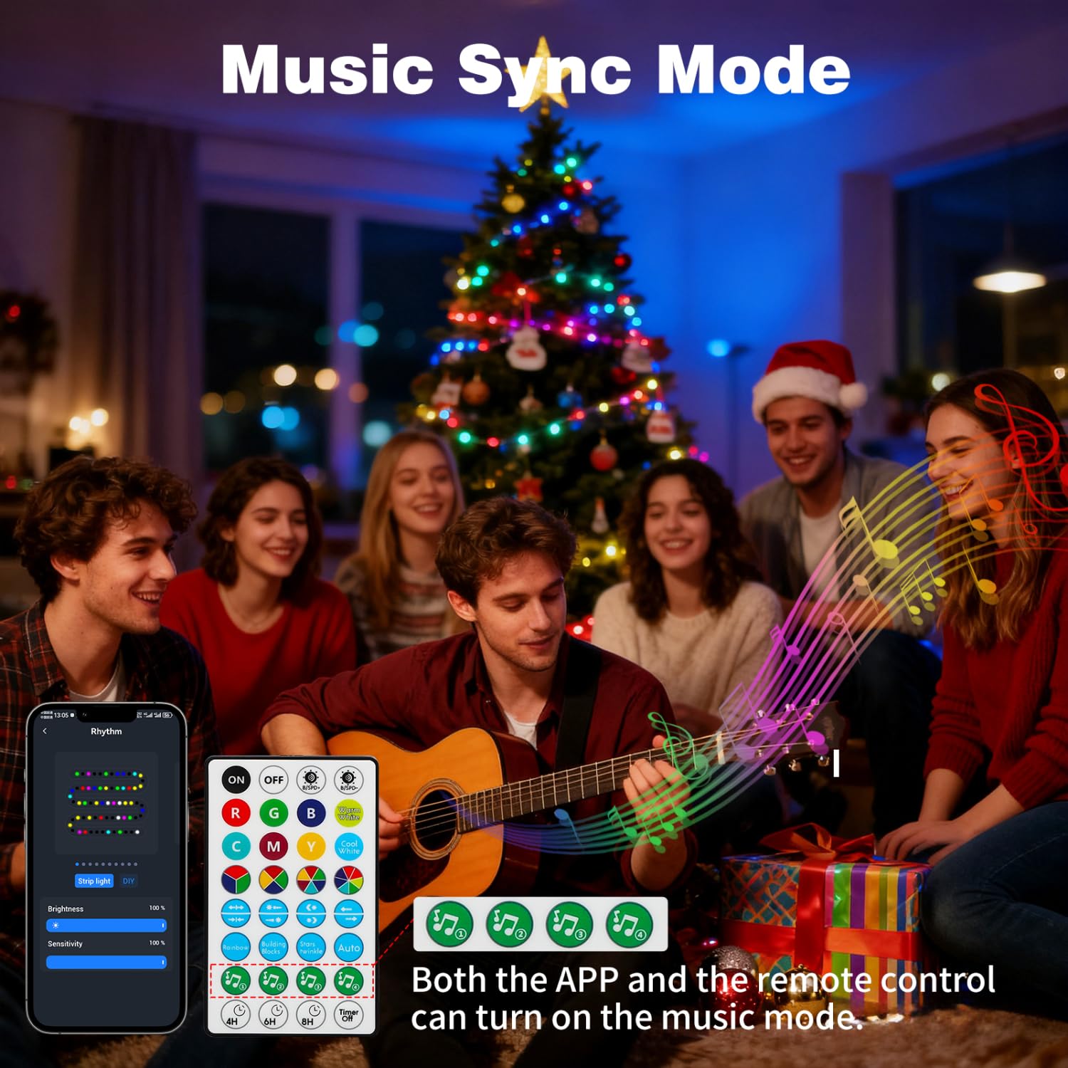 Aigostar RGBIC Smart Lichterkette, 20M 200 LEDs Bluetooth Lichterkette, Musik-Sync, Individuelle Farbsteuerung, 39 Dynamische Effekte, 150+ Szenen, Wasserdicht IP44 für Innen- und Außenbereich 2Pack