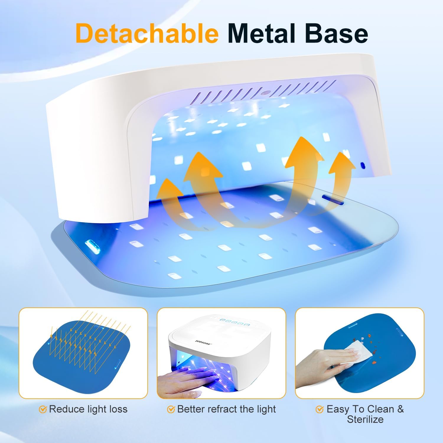 JODSONE Cordless Professional U V Nail Lamp with 4 Timed Digital Reversible Display Nail Lamp Large LCD Display Rechargeable for Salon or Home Use