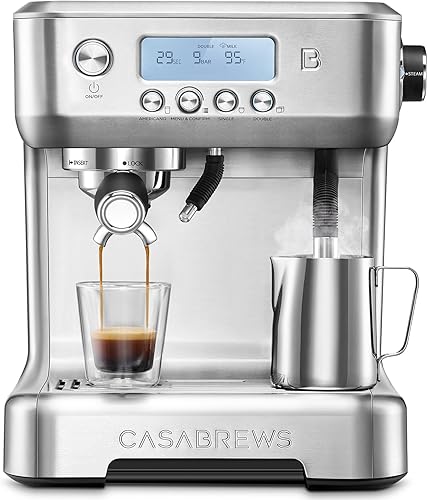 CASABREWS Neutron Pro - Máquina de café expreso con caldera doble, cafetera espresso de 20 barras con espumador de leche automático y pantalla LCD,