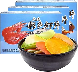 Prawn Crackers,Uncooked Prawn Chips Colored Shrimp Chips Snack, Shrimp Crackers for Adult and Child (6.35 oz / 180g /Pack of 3)