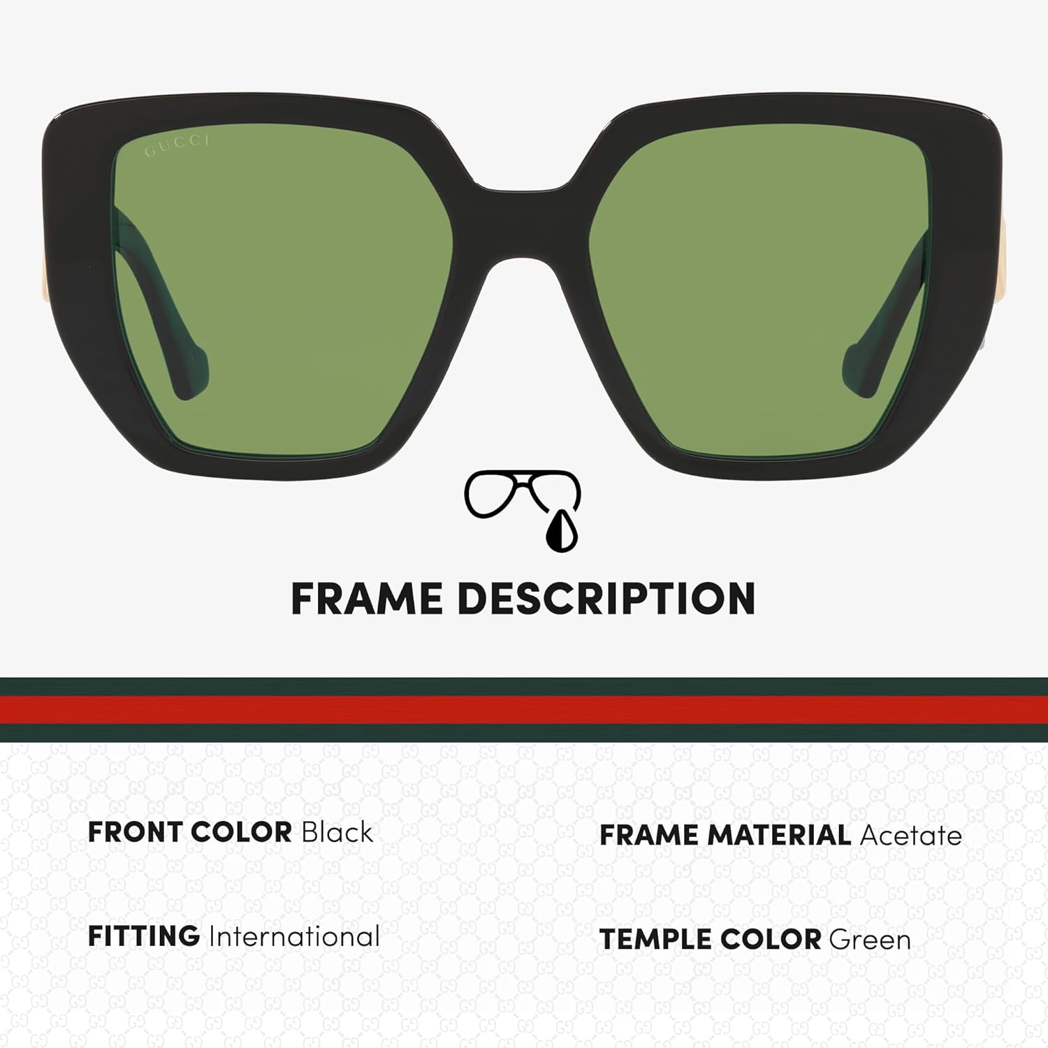 Gucci GG0956S GG Running Logo Oversize Gemetric Shape Sunglasses Sunglasses with Luxury Eyewear Kit - Image 2