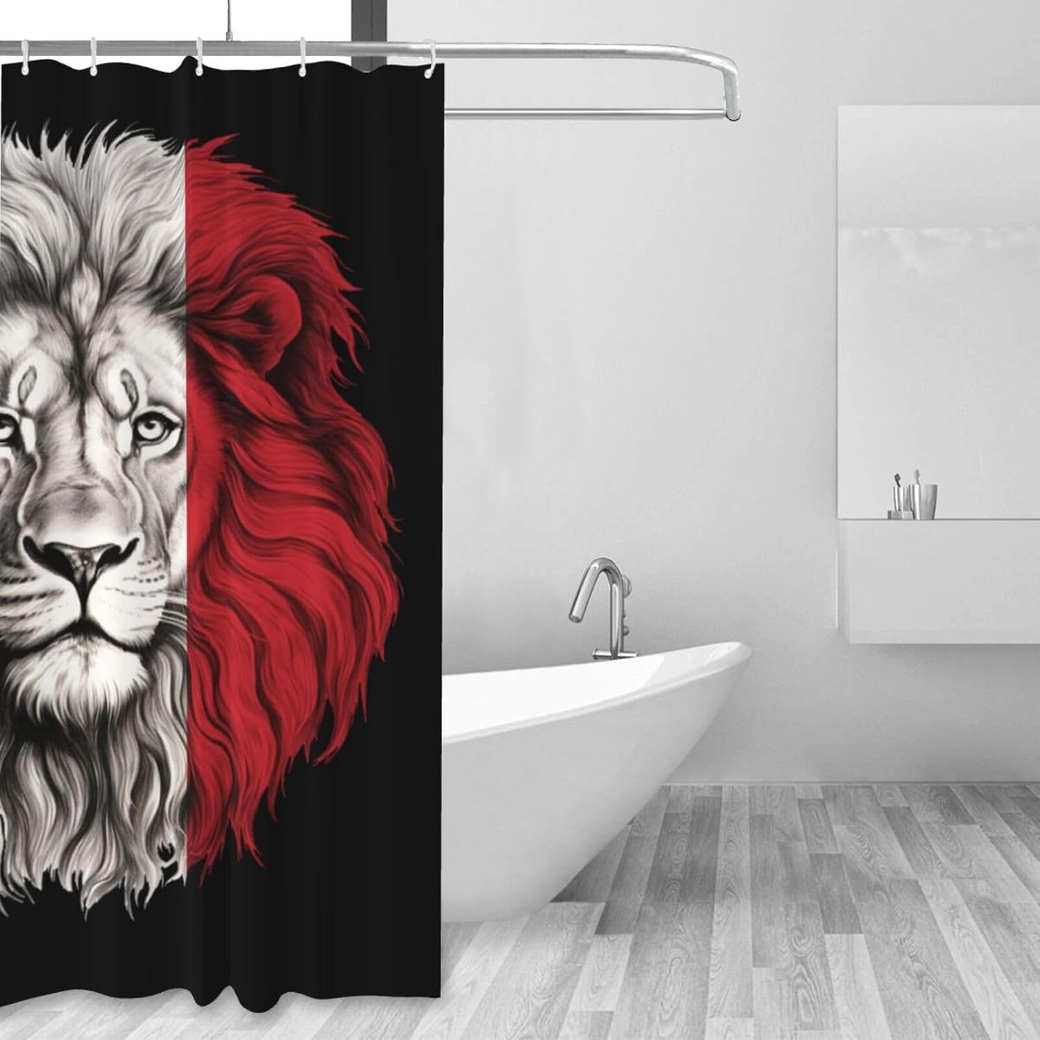 Shower Curtain Italy Italian Lion Flag Black Shower Curtain Sets Waterproof Bathroom Shower Curtain with 12 Hooks 60x72 Inch