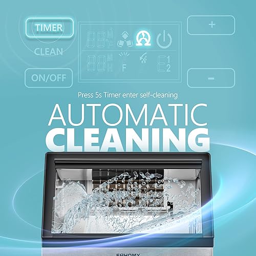 Miniatura 5 de EUHOMY - Máquina comercial para hacer hielo, 99 libras24 horas de acero inoxidable para debajo de la encimera con capacidad de almacenamiento de