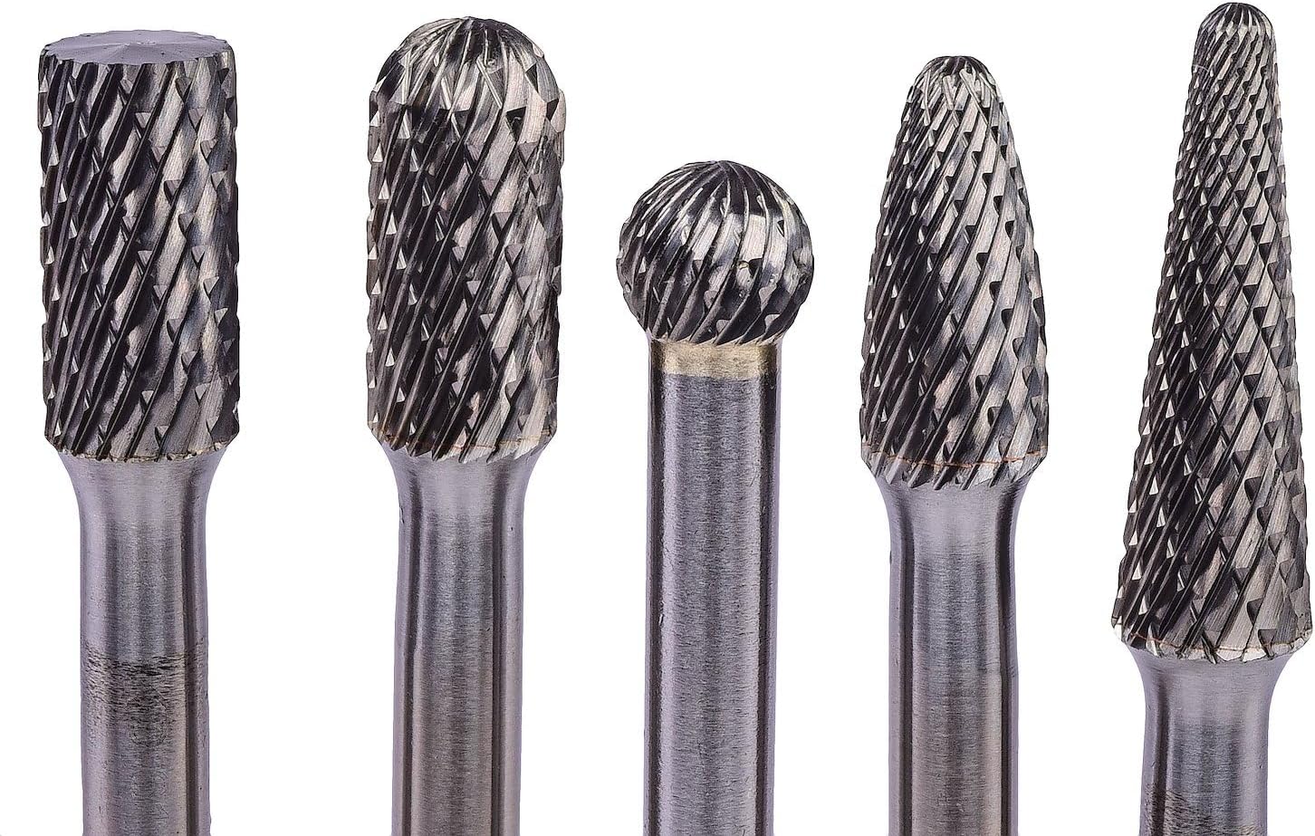 JEGS 81664 Carbide Burr Set 6 in. L x 1/4 in. D Maximum RPM: 20 000 Includes: (1