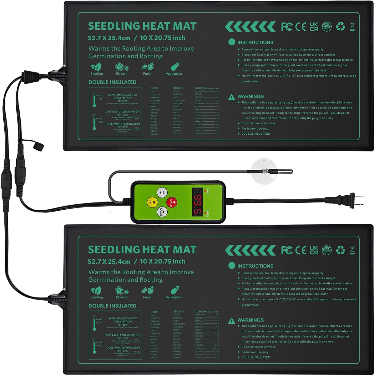 Seedling Heat Mat with Temperature Control Durable Waterproof Plant Heating Pad 10x 20.75 for Germination, Indoor Gardening, Greenhouse
