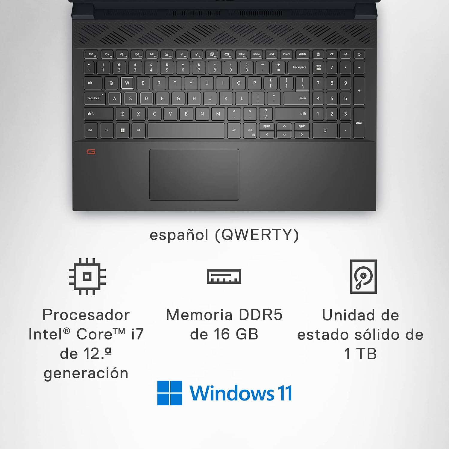 Dell G15 5520 – Ordenador portátil Gaming 15.6″ FullHD (Intel Core i7-12700H , 16GB RAM, 1TB SSD, NDIVIA RTX 3070Ti,Windows 11) Gris – Teclado QWERTY español 6