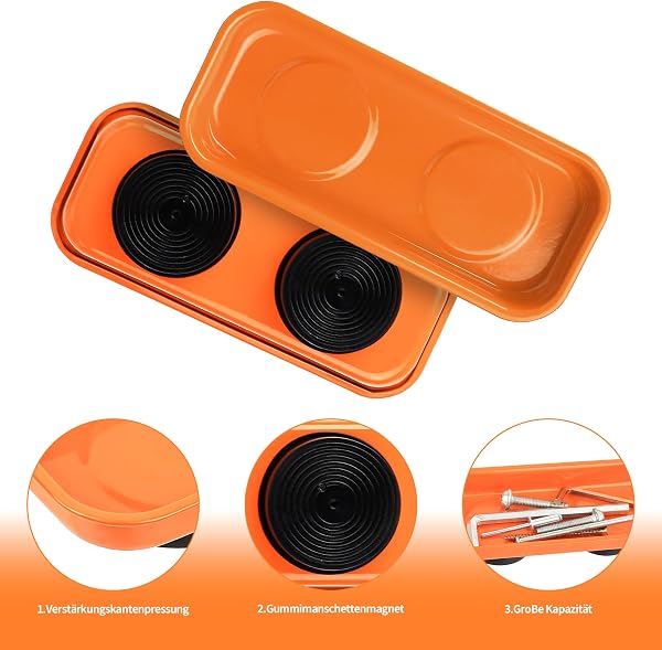 3 Pcs Bandejas Magnéticas para Tuercas y Tornillos, Bandeja Magnética de Acero Inoxidable para Piezas Herramientas Taller Mecanico Brocas Herramientas Metálicas(9,5 x 6,5 x 2,5 cm,15 x 6,5 x 2,7 cm) - 3