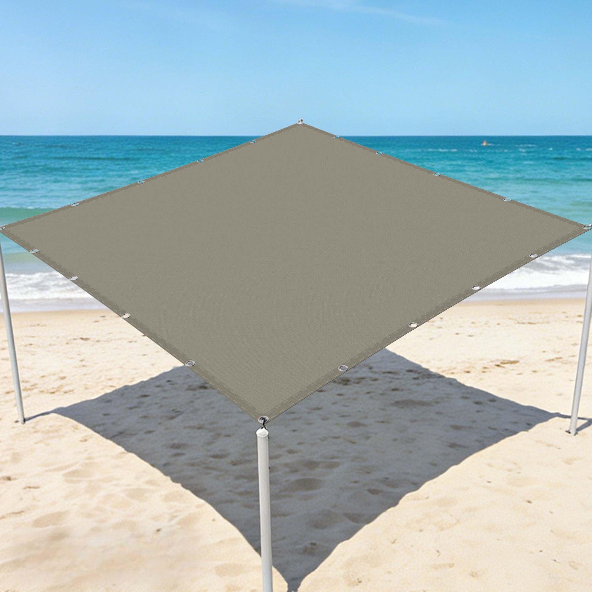 Toile solaire anti-déchirure 2x8m taupe : la protection idéale pour votre grand balcon.
