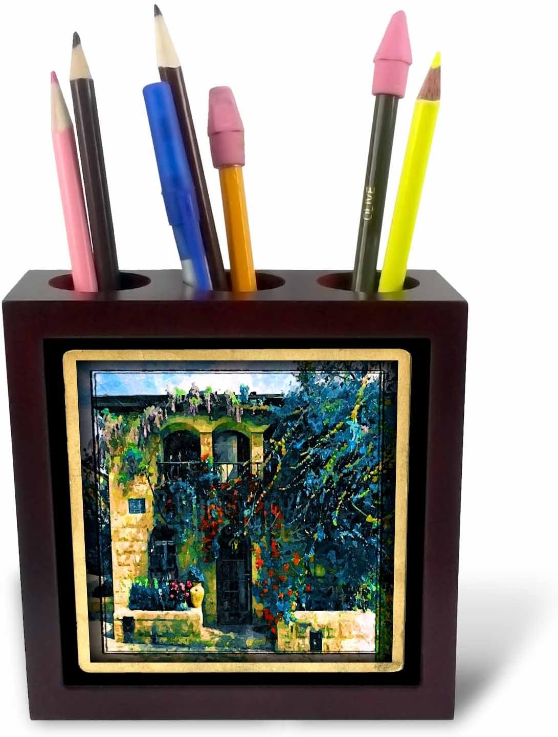 3dRose ph_18357_1 Postcard from Israel-Tile Pen Holder, 5-Inch