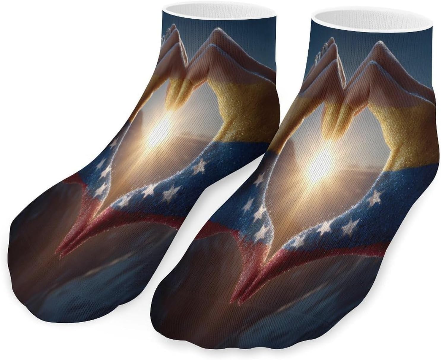 Venezuela Flag Heart Hand Gesture Socks for Men Women 5 Pairs Ankle Socks