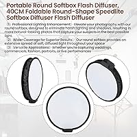 Vista 7 de DAUERHAFT Difusor de flash de softbox redondo portátil, difusor de softbox de forma redonda plegable de 15.7 in, difusor de flash para luz rápida