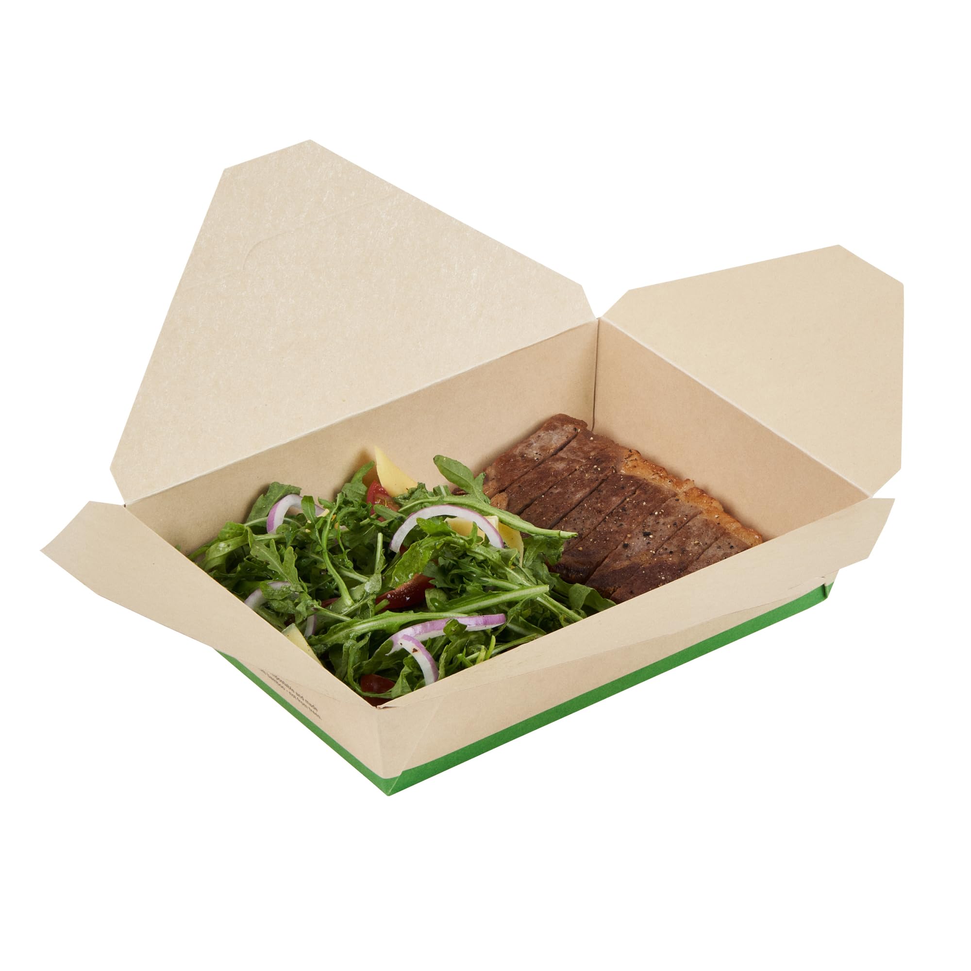 Restaurantware - Stabile Papierboxen zum Herausnehmen von Lebensmitteln, 1,4 l, 200 Einwegbehälter zum Herausnehmen – mit PLA-Futter, kompostierbar, Bambus-Papierbehälter, eingebauter Tab-Lock-Deckel,