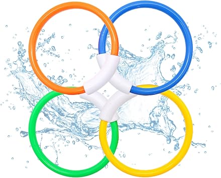 Jiuhao Diving Toys for Kids, 4 Pcs Summer Fun Swimming Pool Dive Toy for Girls & Boys, Underwater Training Toys Diving Games Children's Gifts Diving Rings